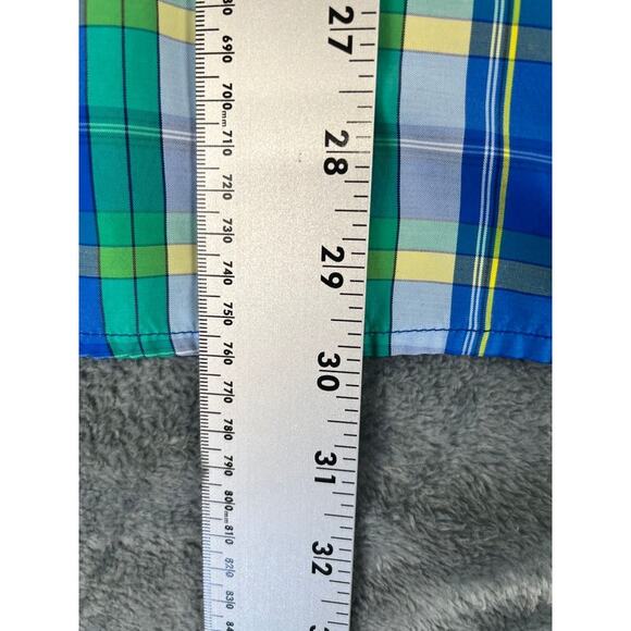 Men’s Koppen Large Blue Green Yellow Plaid Short-Sleeve Shirt – Excellent - Picture 8 of 9